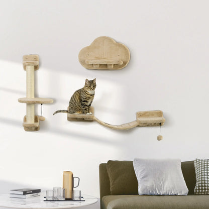 3 Pcs Cat Wall Climber, Scratching Post, Ladder, Perches, Beige Cat Climbing Wall at Gallery Canada