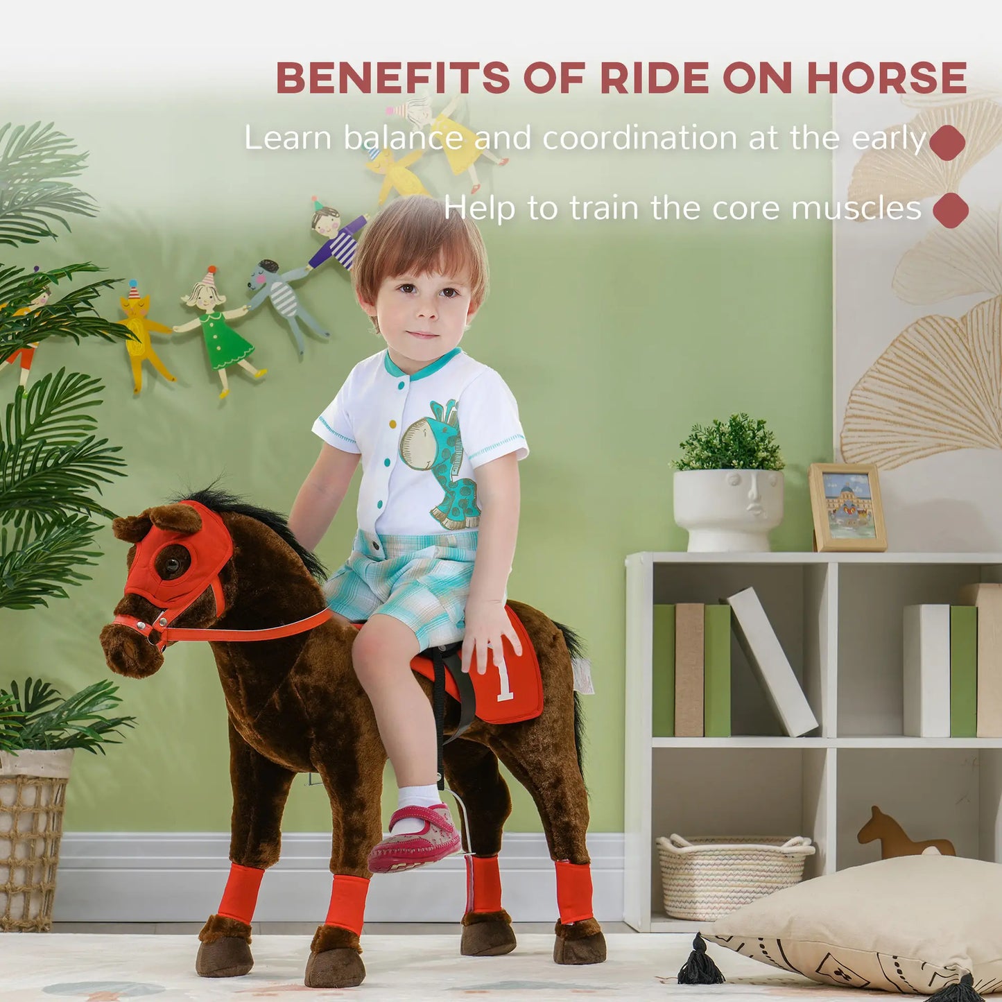 Kids Ride On Horse With Neighing Sound, Saddle, Stirrups, 3-8 Years Rocking Horses at Gallery Canada