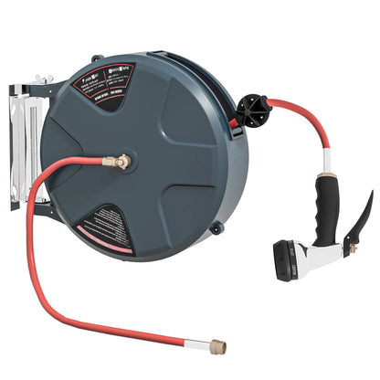 1/2" 49ft Retractable Hose Reel, 8 Pattern Nozzle, Auto Rewind Garden Accessories at Gallery Canada