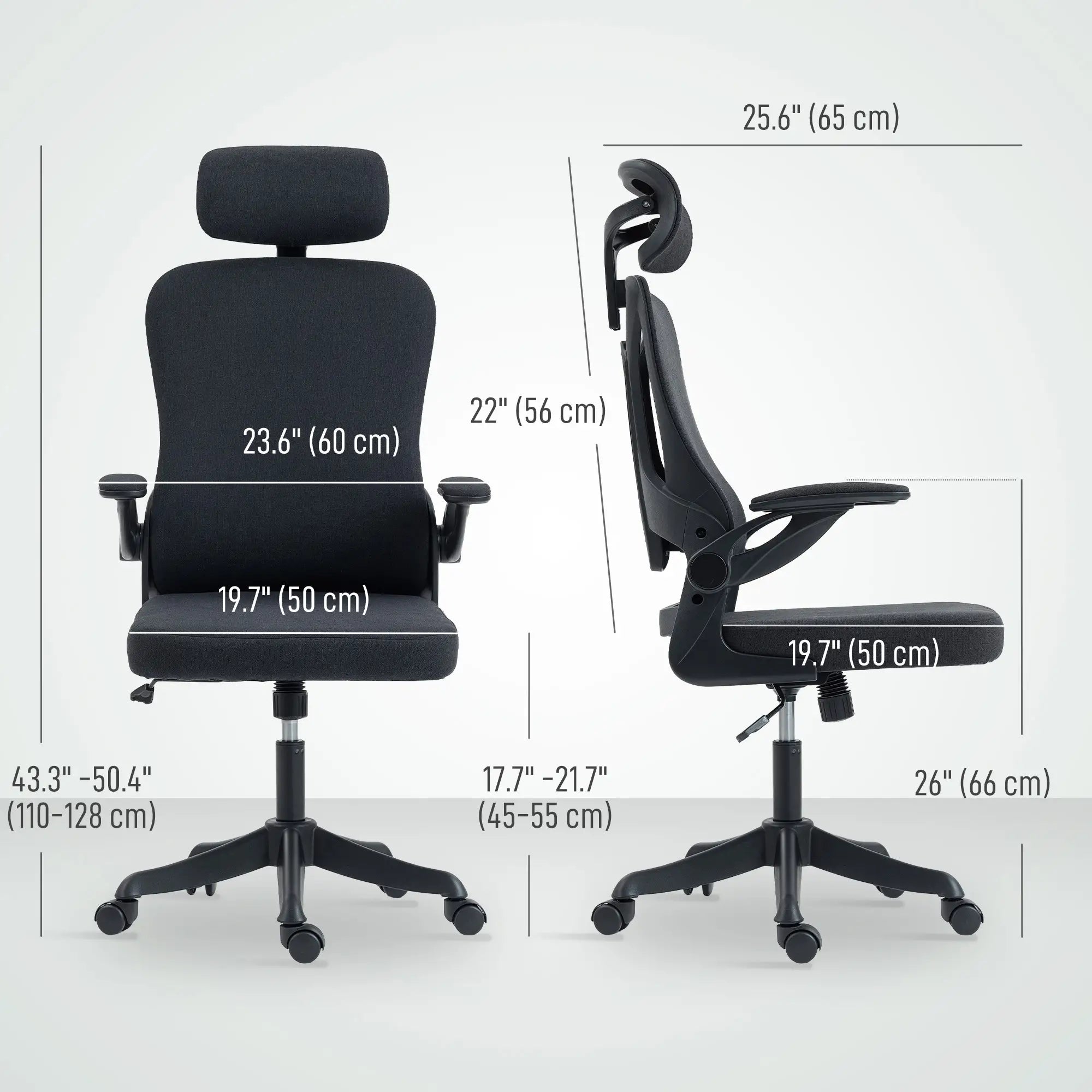 Ergonomic Office Chair, Adjustable Lumbar Support, Headrest, Flip-up Armrests, Black Task Chairs at Gallery Canada