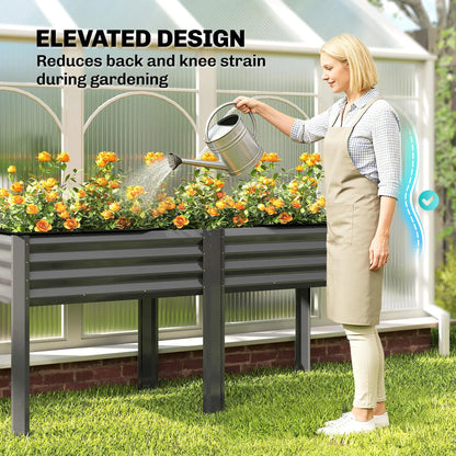 Galvanized Raised Garden Bed With Legs, 71" x 22" x 31.5", Planter Box With Reinforced Bars Elevated Garden Beds at Gallery Canada