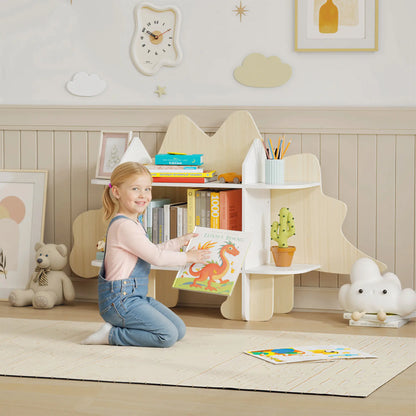 Dinosaur Kids Bookshelf, 2 Tier Bookcase, Natural Bookshelves & Bookcases at Gallery Canada
