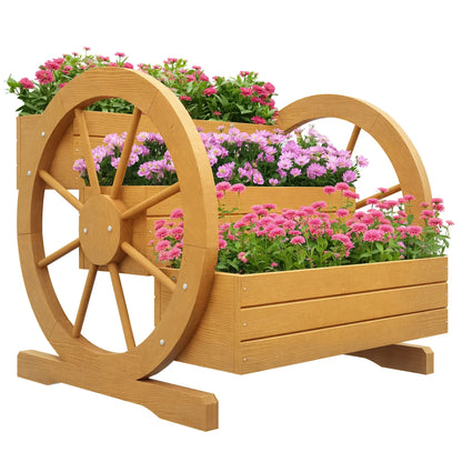 Wooden Wagon Planter Box, 3-Tier Raised Garden Bed, 24" x 24" x 22" Raised Garden Beds at Gallery Canada