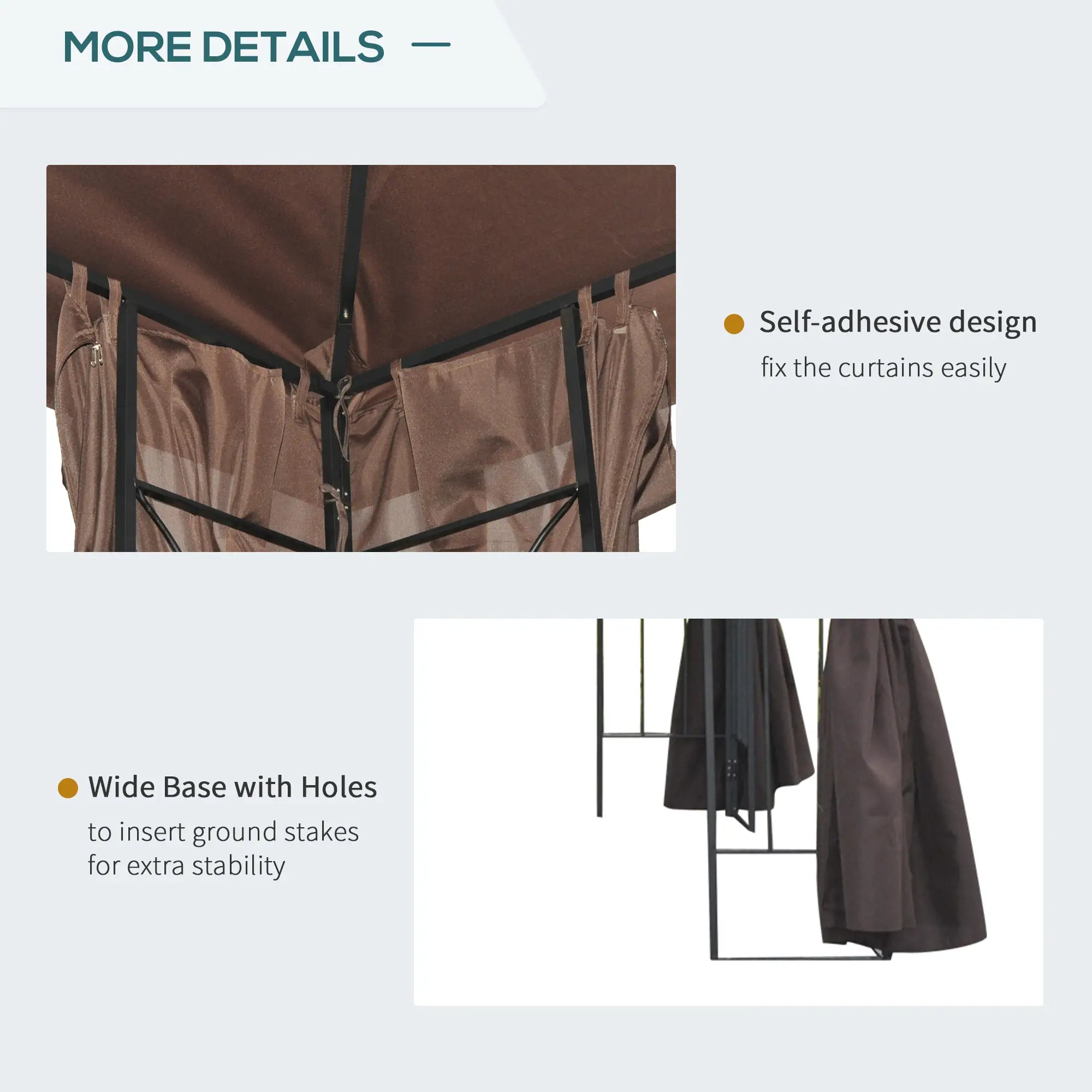 10' x 10' Outdoor Gazebo, Canopy Shelter with Double-Tier Roof, Brown Gazebos at Gallery Canada
