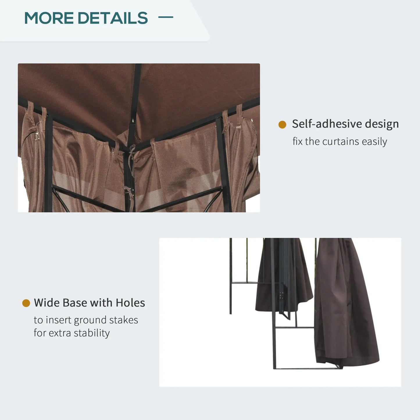 10' x 10' Outdoor Gazebo, Canopy Shelter with Double-Tier Roof, Brown Gazebos at Gallery Canada