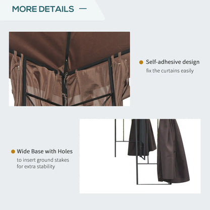 10' x 10' Outdoor Gazebo, Canopy Shelter with Double-Tier Roof, Brown Gazebos at Gallery Canada