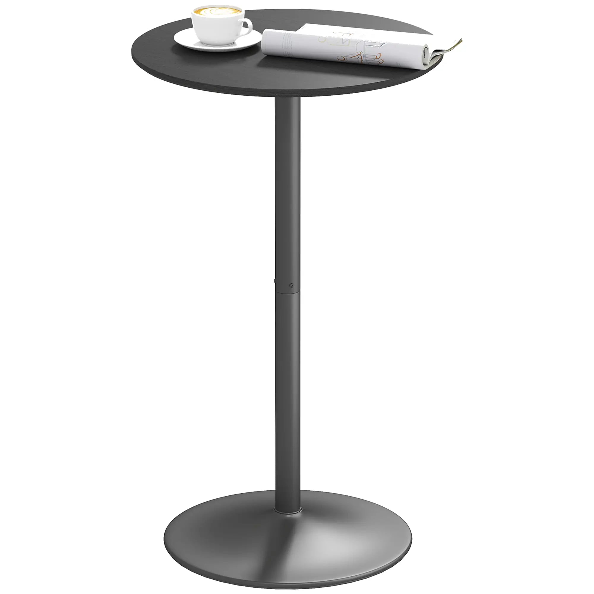 Round Table for 2, 40.2 Inch, Steel Frame, Non-Slip Base, Black Bar Tables Black at Gallery Canada