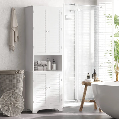 Tall Bathroom Storage Cabinet, 4 Shutter Doors, Adjustable Shelves, White Bathroom Cabinets at Gallery Canada