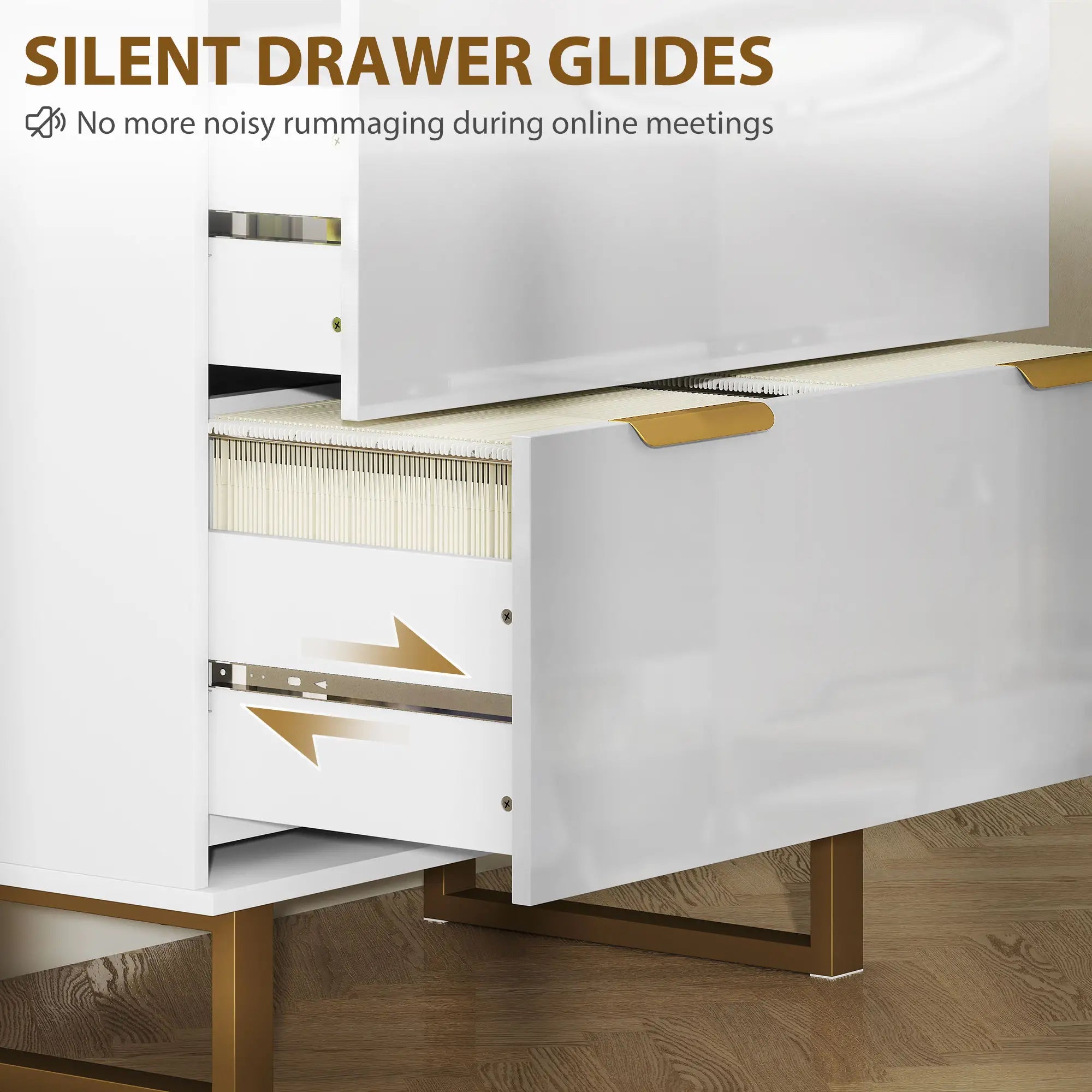 2 Drawer Lateral File Cabinet, Letter/A4/Legal Size, High Gloss White, White Office Cabinets & Cupboards at Gallery Canada