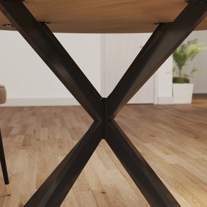 47 Inch Round Kitchen Table, Industrial Dining Table, Dark Brown Black Dining Tables at Gallery Canada