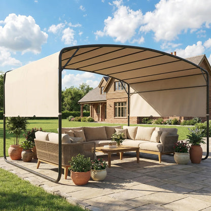 10' x 13' Retractable Pergola Canopy, Outdoor Metal Gazebo Sun Shade, Khaki Pergolas at Gallery Canada