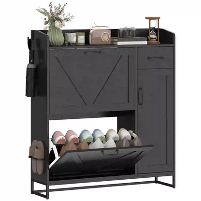 Farmhouse Shoe Storage Cabinet, Side Cabinet, Adjustable Shelves, Black Shoe Storage Cabinets & Racks at Gallery Canada