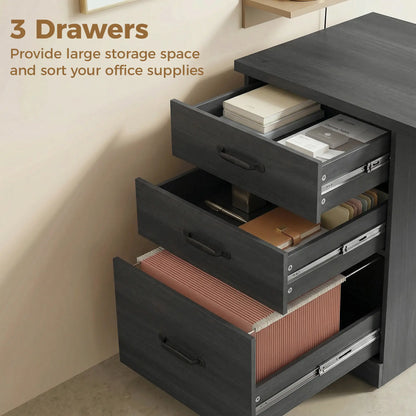 Computer Desk With 3 Drawers, 47" Home Office Desk, Black Computer Desks at Gallery Canada