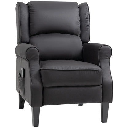 Massage Recliner Chair, Suede Wingback with Footrest, Wood Legs, Remote, Black Single Sofas Black at Gallery Canada