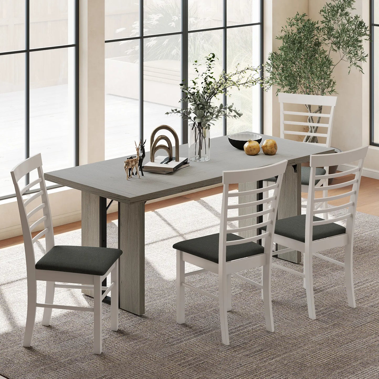 Industrial Kitchen Table, 71" Rectangular, Grey Wood Finish, Grey Dining Tables at Gallery Canada