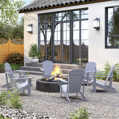 Classic Adirondack Chair, Garden Deck Chair with Cup Holder, Grey Patio Chairs at Gallery Canada
