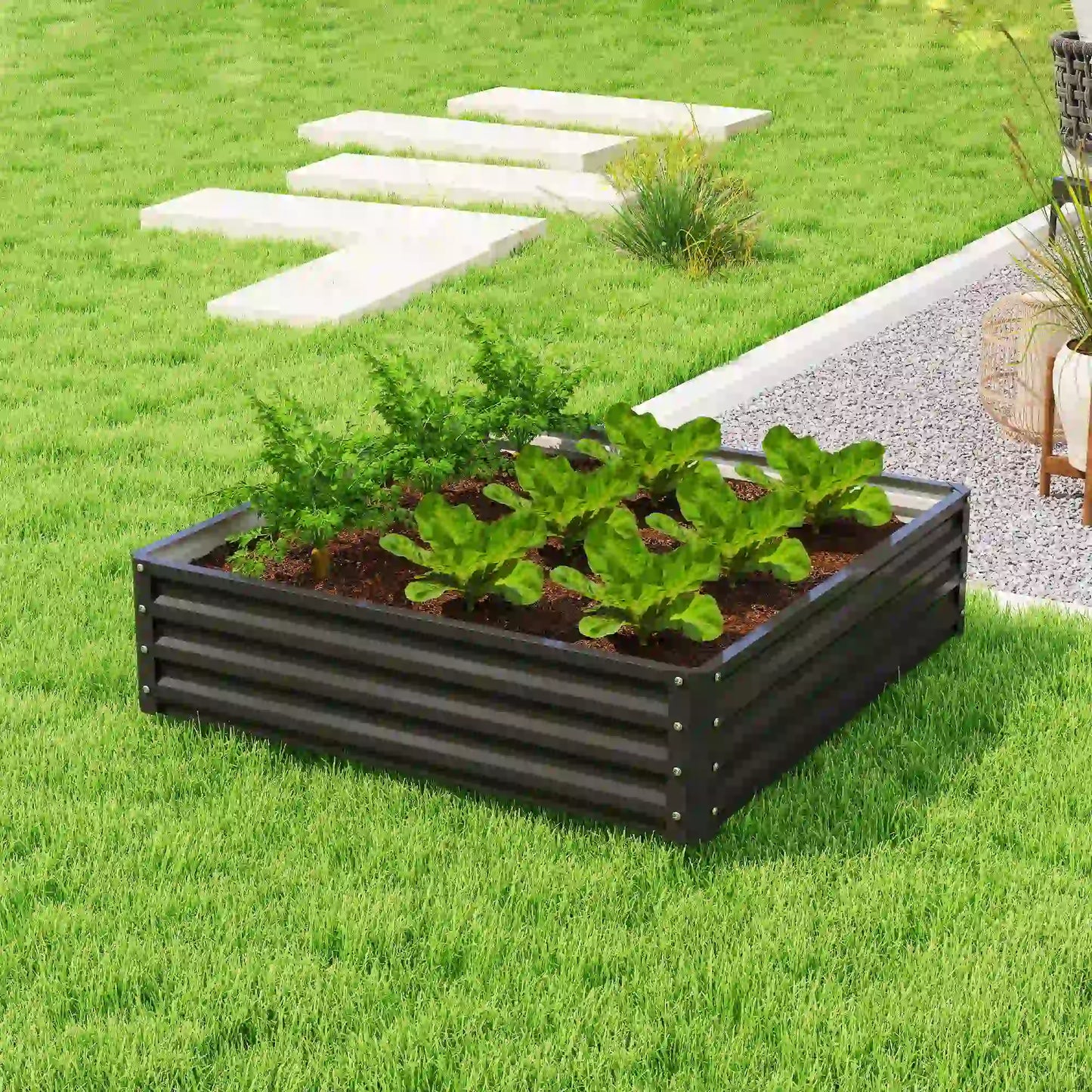 Galvanized Steel Raised Garden Bed, Black Galvanized Planter Boxes at Gallery Canada