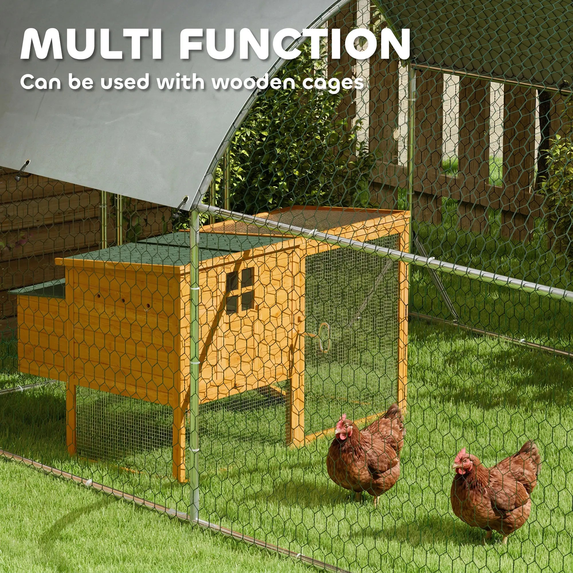 Galvanized Metal Chicken Coop Walk-in Enclosure, 9.2' × 31.2' × 6.4', Silver Chicken Coops at Gallery Canada