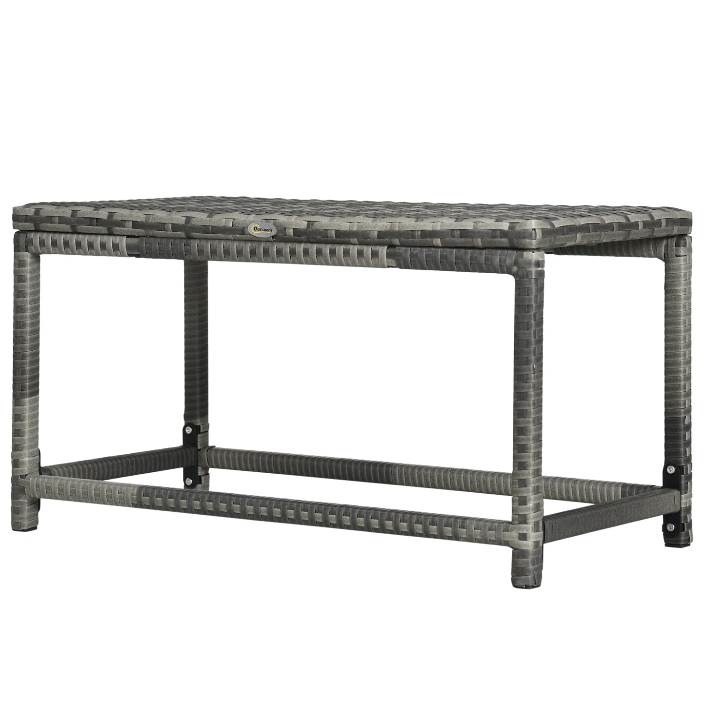 Patio Rattan End Table, Outdoor Side Table, Woven Top, Mixed Grey, Grey Patio Side Tables Mixed Grey at Gallery Canada