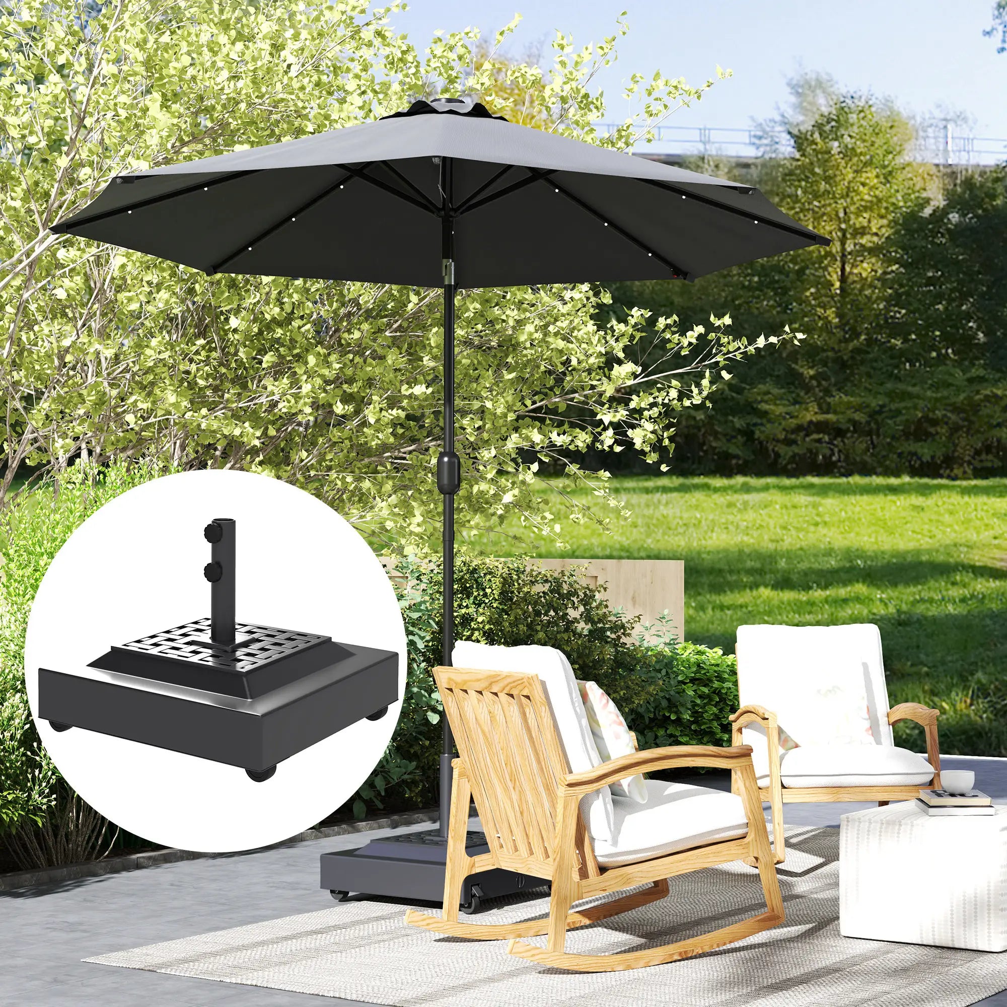 Outdoor Umbrella Base With Wheels, Heavy Duty, Black Umbrella Bases at Gallery Canada