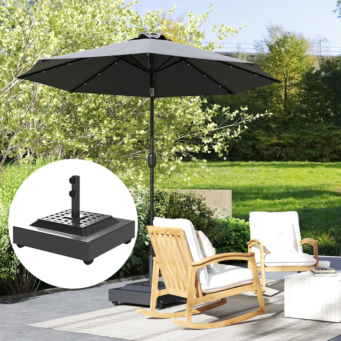 Outdoor Umbrella Base With Wheels, Heavy Duty, Black Umbrella Bases at Gallery Canada