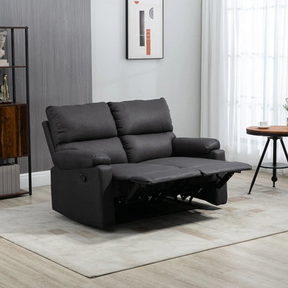 2 Seater Reclining Loveseat, Footrest, Split Backrest, Dark Grey 2-Seater Sofas at Gallery Canada