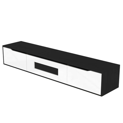 TV Stand With LED Lighting, Mounting Options, 71" L x 12" W x 12" H, Black+White TV Stands at Gallery Canada