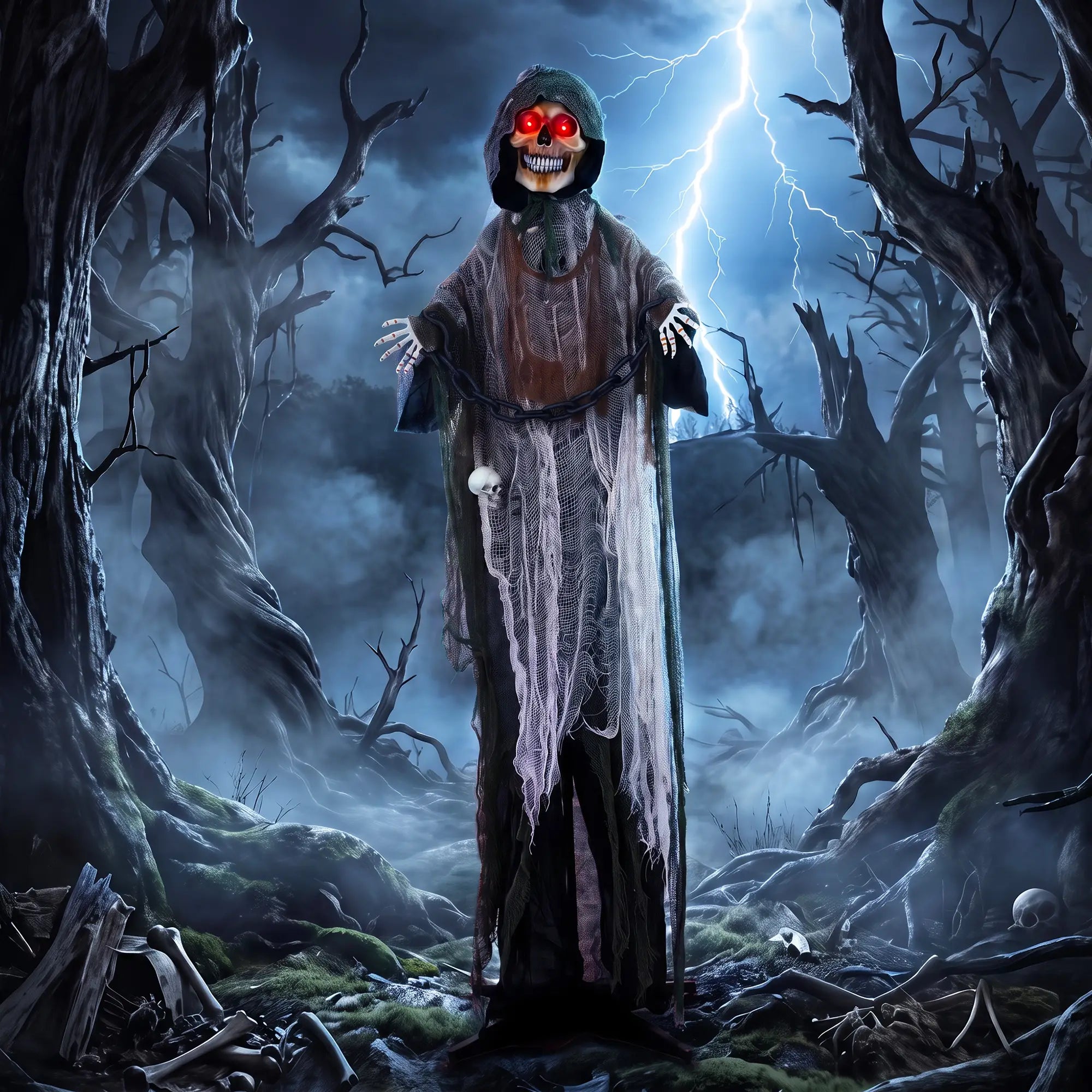 5.6 Ft Animated Grim Reaper Halloween Animatronic, Moves & Glows Halloween Decorations at Gallery Canada