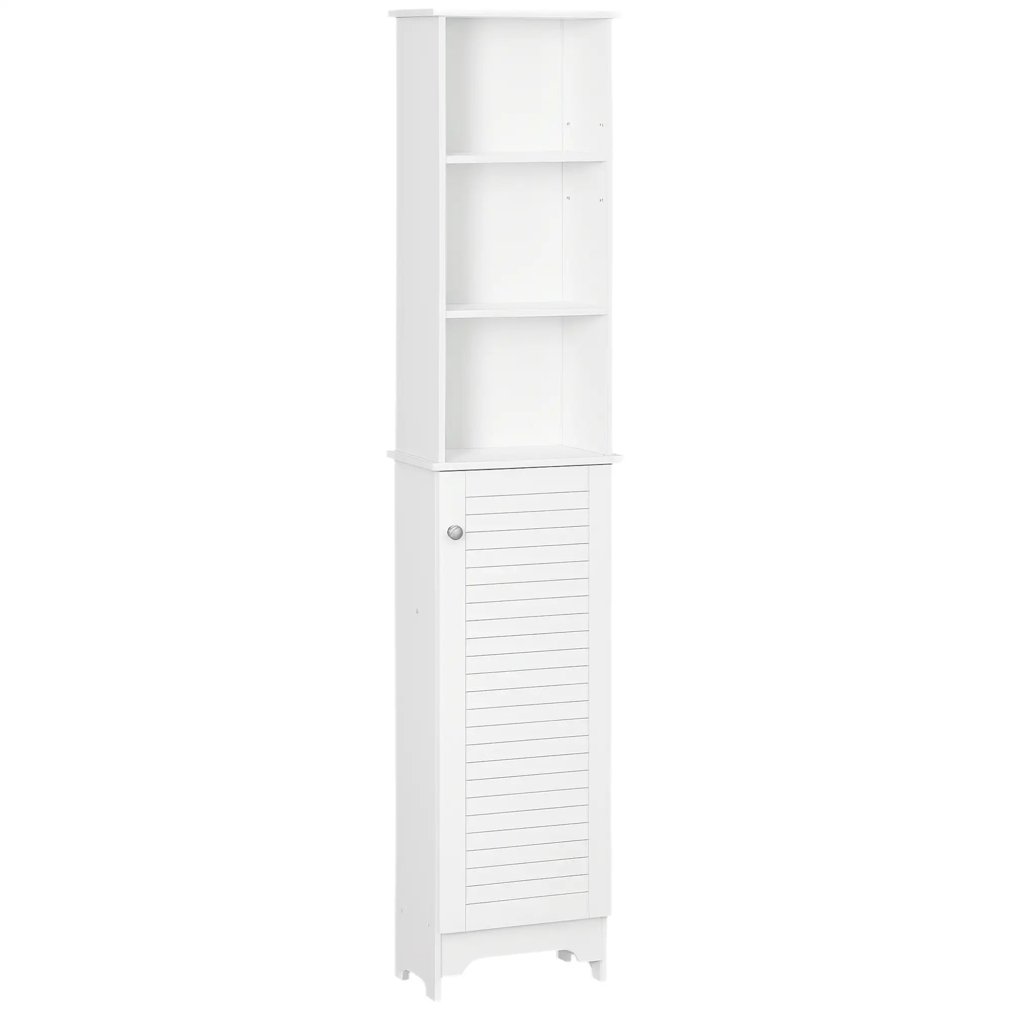 Tall Bathroom Storage Cabinet, 3-Tier Adjustable Shelf, White Bathroom Cabinets White at Gallery Canada