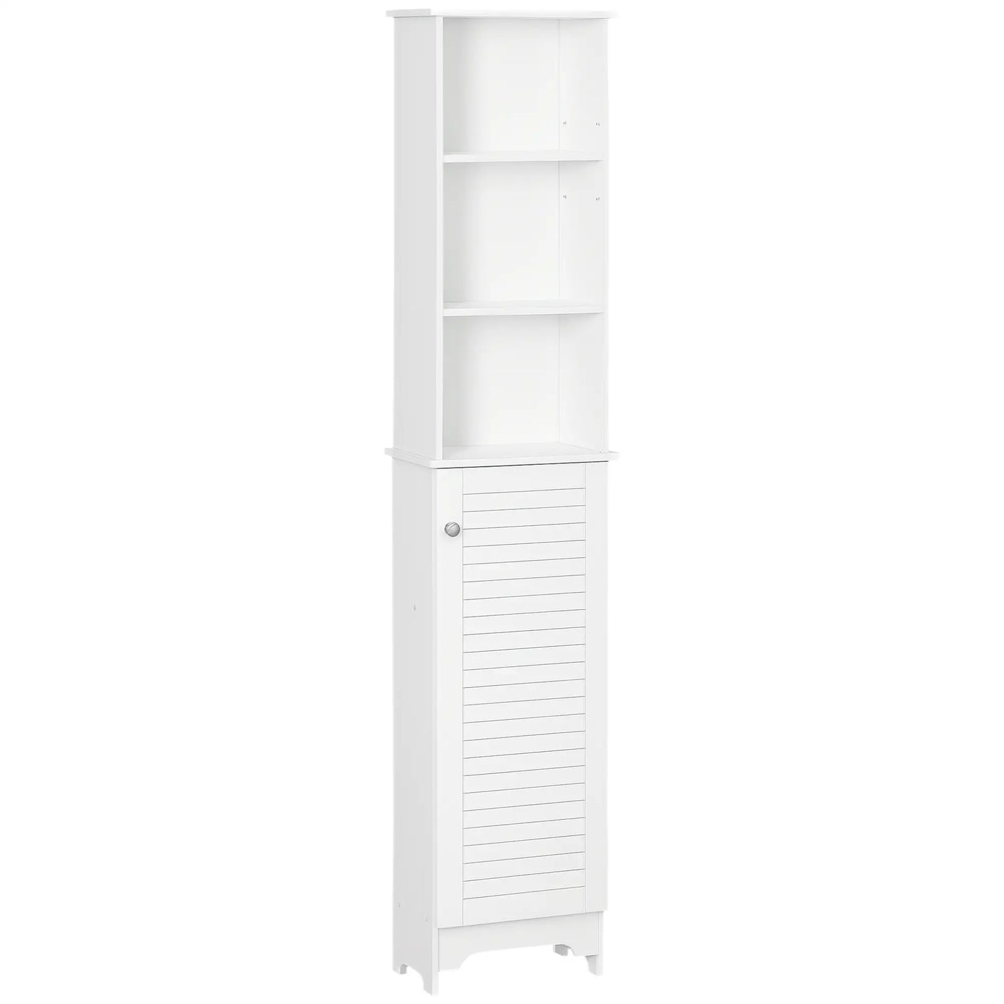 Tall Bathroom Storage Cabinet, 3-Tier Adjustable Shelf, White Bathroom Cabinets White at Gallery Canada