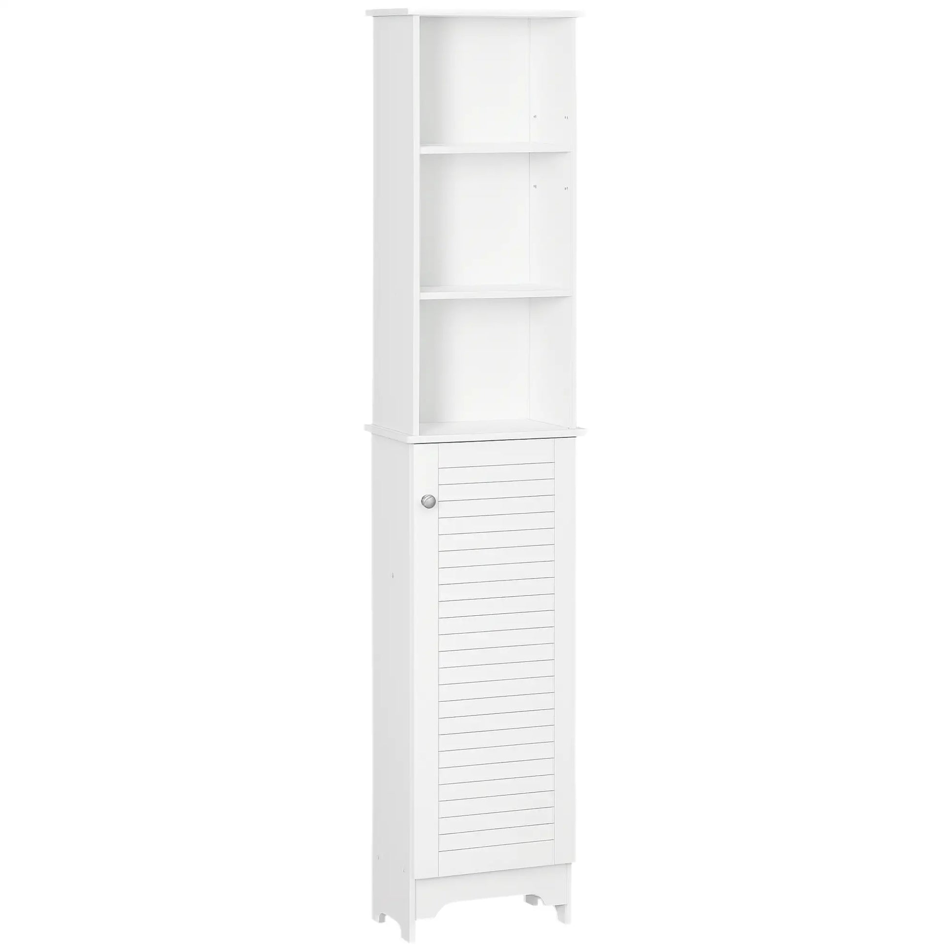 Tall Bathroom Storage Cabinet, 3-Tier Adjustable Shelf, White Bathroom Cabinets White at Gallery Canada