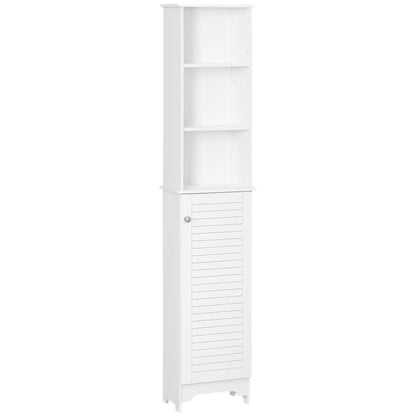 Tall Bathroom Storage Cabinet, 3-Tier Adjustable Shelf, White Bathroom Cabinets White at Gallery Canada
