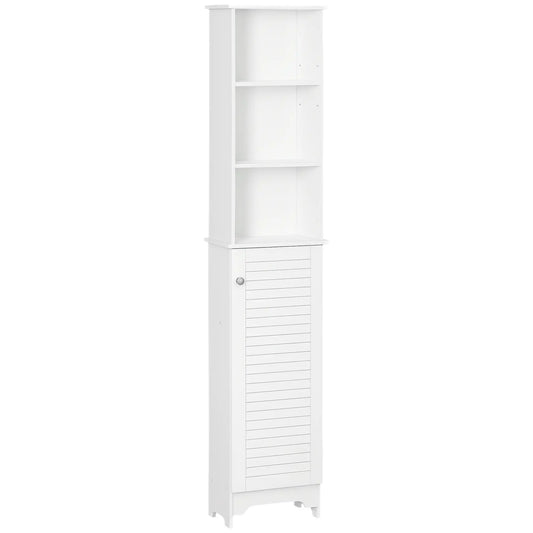 Tall Bathroom Storage Cabinet, 3-Tier Adjustable Shelf, White Bathroom Cabinets White at Gallery Canada