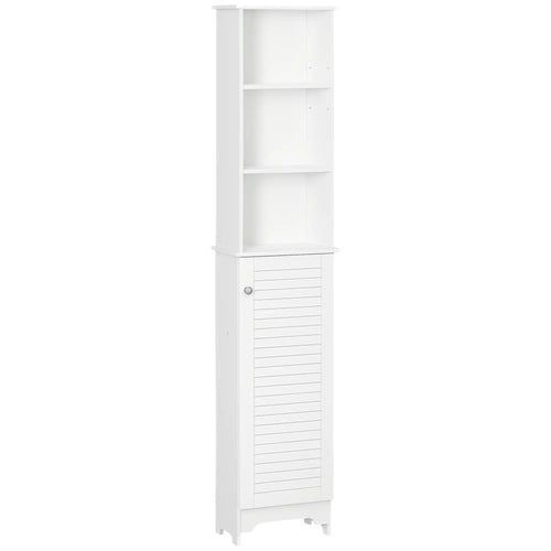 Tall Bathroom Storage Cabinet, 3-Tier Adjustable Shelf, White