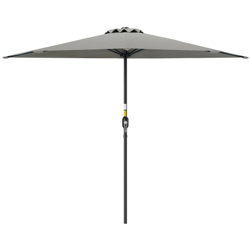 9ft Half Round Umbrella, Outdoor Patio Garden Sun Shade, Light Grey