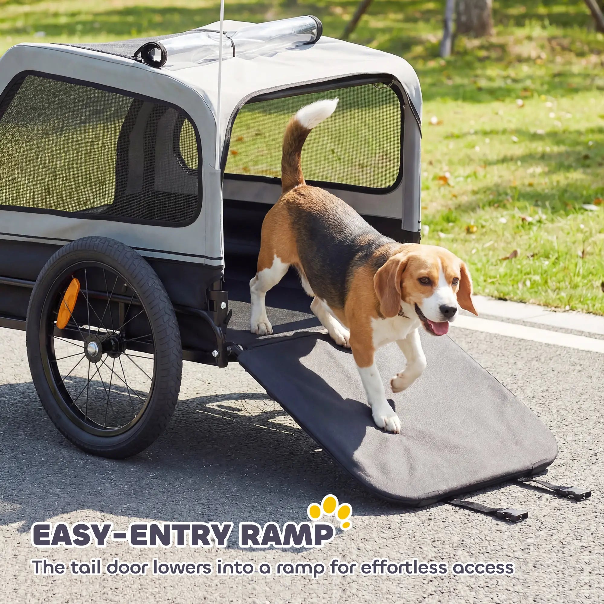 Dog Bike Trailer, 44 lbs, Universal Coupler, Flip-Down Ramp, Grey Dog Bike Trailers & Strollers at Gallery Canada