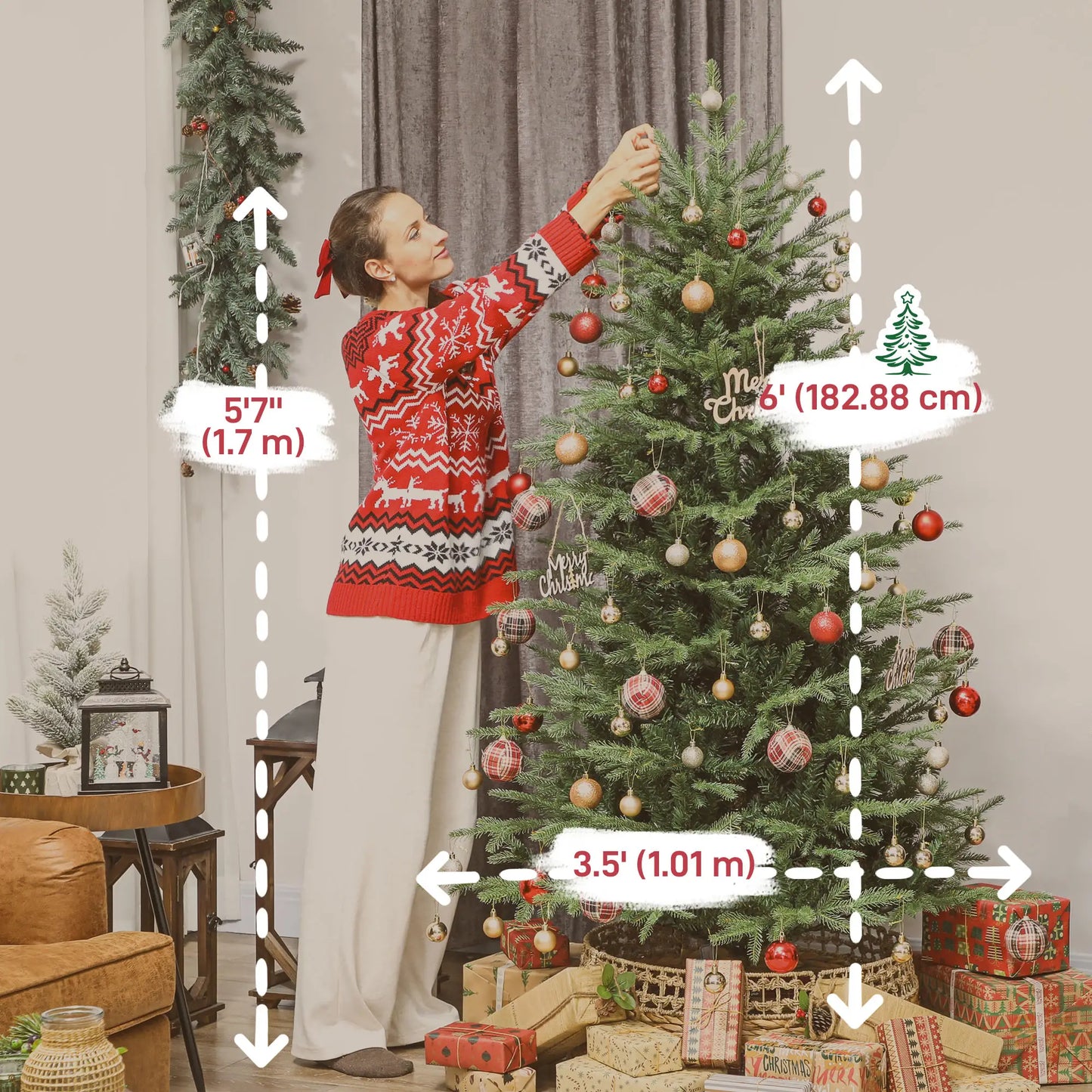 6 ft Artificial Christmas Tree, Dense Realistic Branches, Full Ponderosa Fir, Hinged, Easy Assembly Artificial Christmas Trees at Gallery Canada