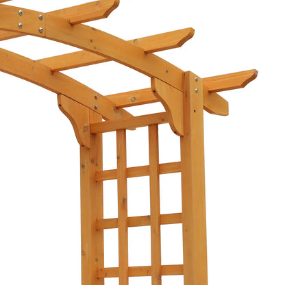 7.5FT Wood Garden Arch Trellis, Round Pergola Arbor, Yellow Garden Arches at Gallery Canada