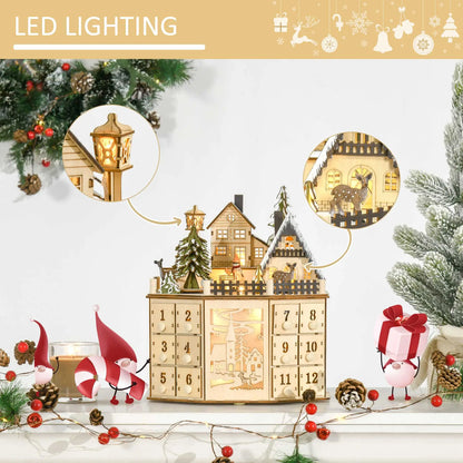 Wooden Christmas Advent Calendar, Lighted 24 Days, Battery Operated, Natural Christmas Advent Calendars at Gallery Canada