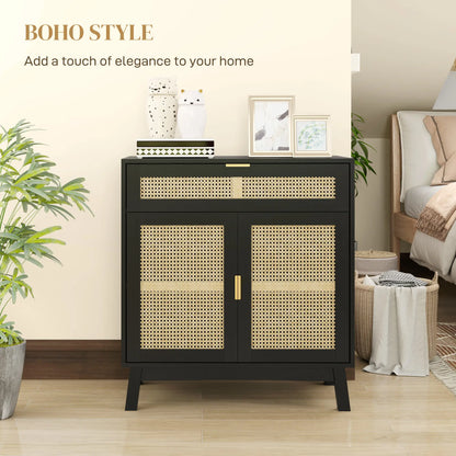 Boho Sideboard Cabinet, Rattan Doors, Black Storage Cabinets at Gallery Canada