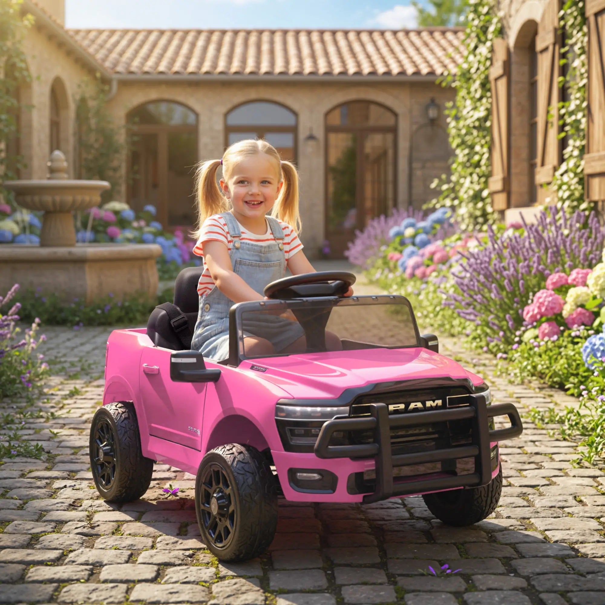 12V Ride On Car, Dodge RAM 3500, Remote Control, Pink Electric Toy Cars at Gallery Canada