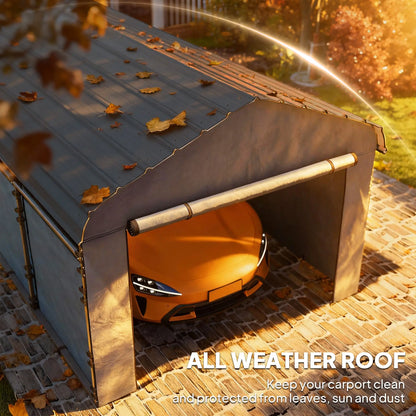 12' x 20' Metal Carport, Heavy Duty Garage Shelter, Light Grey Car Shelters at Gallery Canada