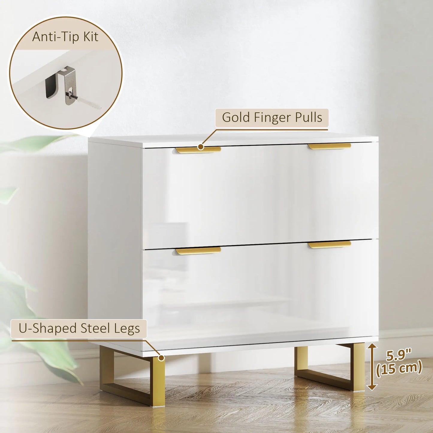 2 Drawer Lateral File Cabinet, Letter/A4/Legal Size, High Gloss White, White Office Cabinets & Cupboards at Gallery Canada