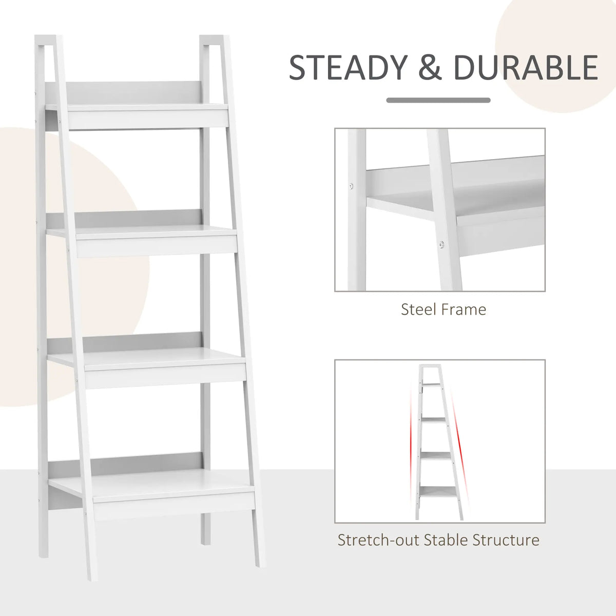 Set of 2, 4 Tier Ladder Shelf, Multi-Use Display Rack, White Display Bookshelves at Gallery Canada
