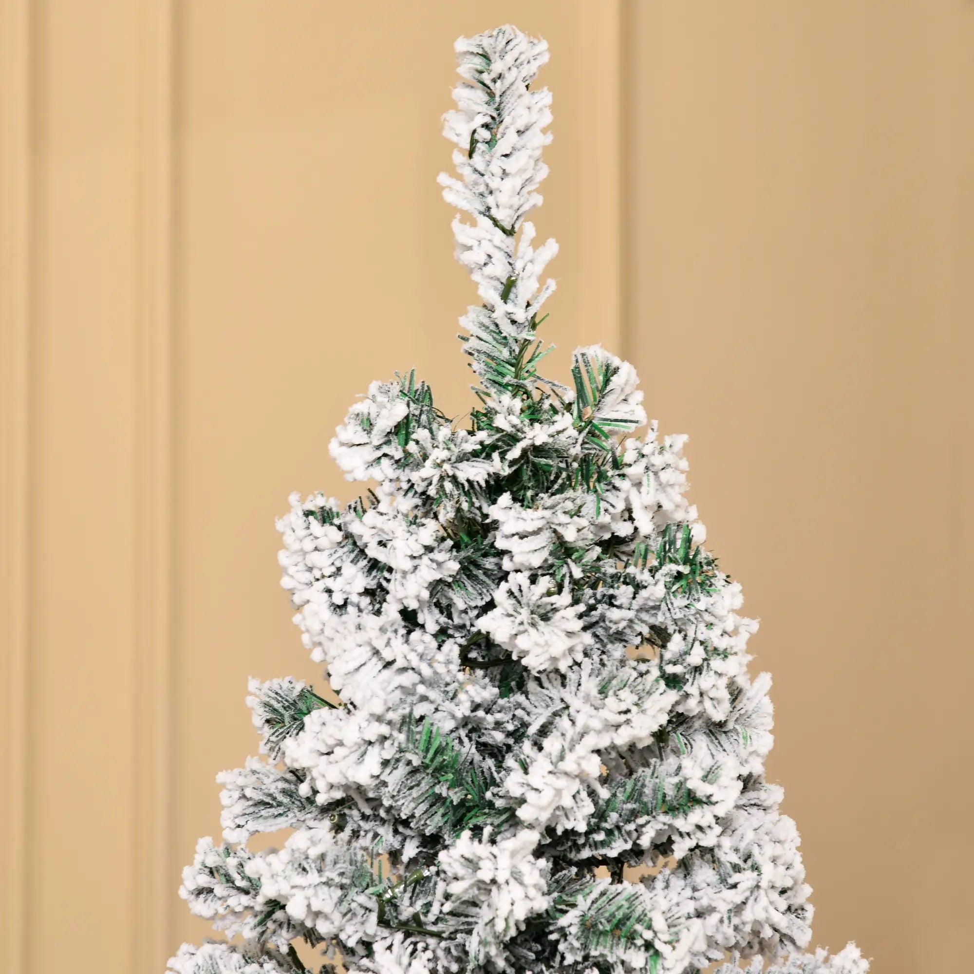 6ft Prelit Snow Flocked Pencil Christmas Tree, Warm White LED, Green Pre Lit Christmas Trees at Gallery Canada