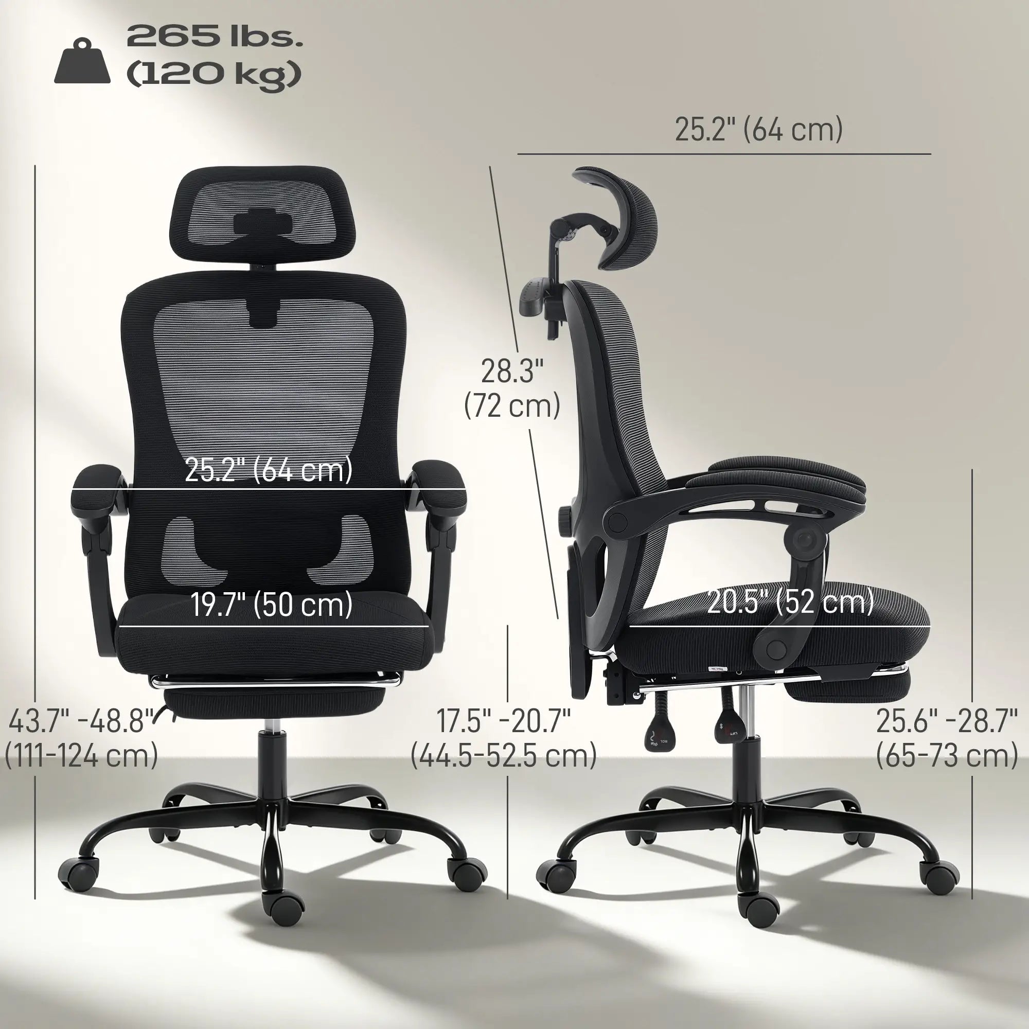 Ergonomic Mesh Office Chair, Adjustable Headrest, Lumbar Support, Black Task Chairs at Gallery Canada