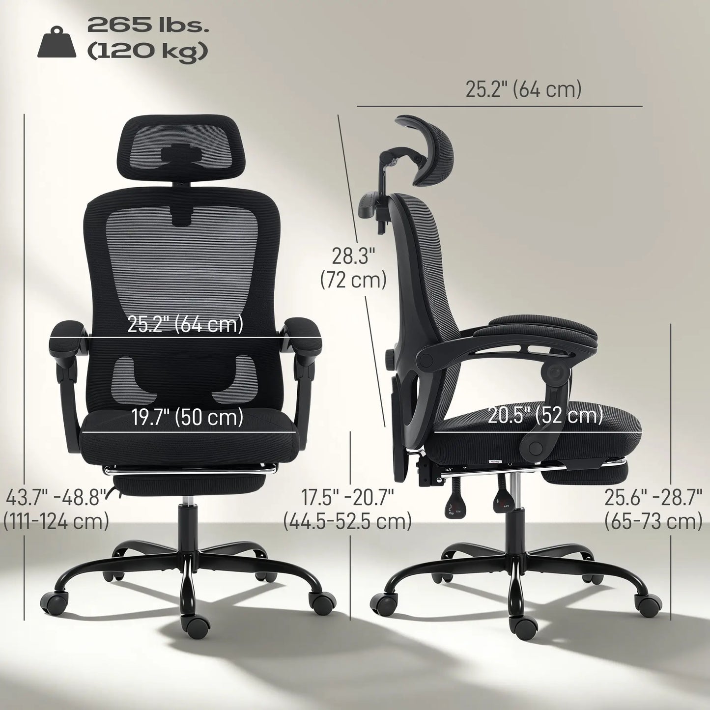 Ergonomic Mesh Office Chair, Adjustable Headrest, Lumbar Support, Black Task Chairs at Gallery Canada