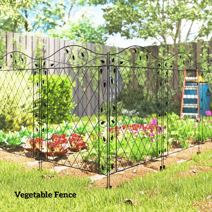 Metal Garden Fence Panels, Animal Barrier, Border Edging, 4 Pack, Wavey Vines Garden Fences at Gallery Canada