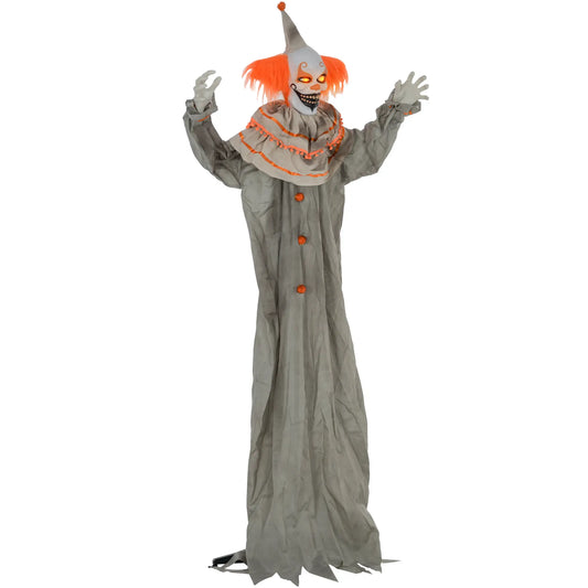 6' Classic Clown Halloween Decoration, Animatronic, Motion Activated, Orange Halloween Decorations Orange, Grey at Gallery Canada