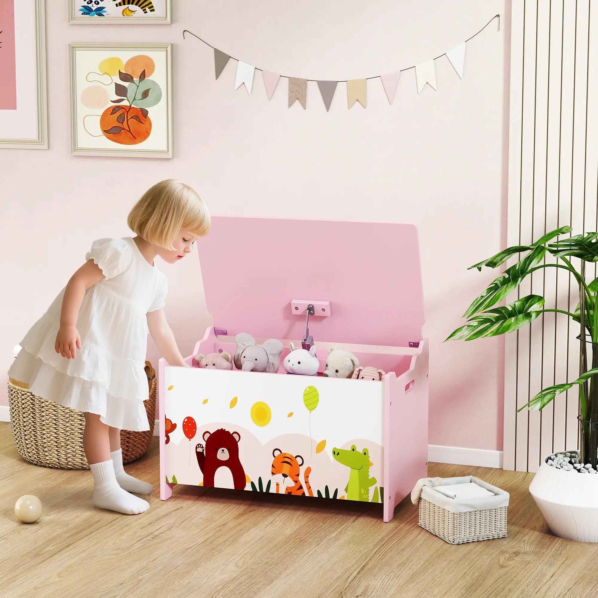 Kids Storage Chest with Lid, Toy Box Organizer, Pink Baby & Kids Storage at Gallery Canada